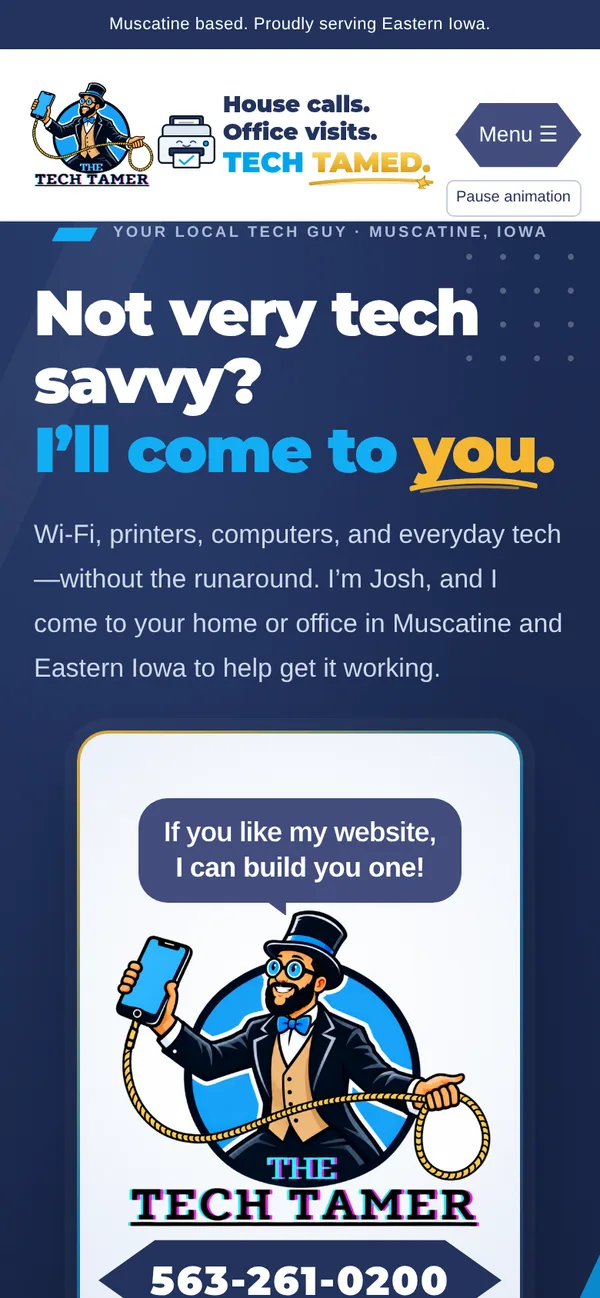 The same homepage on a phone