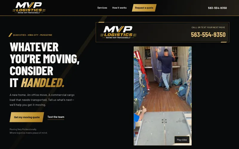 The MVP Logistics homepage